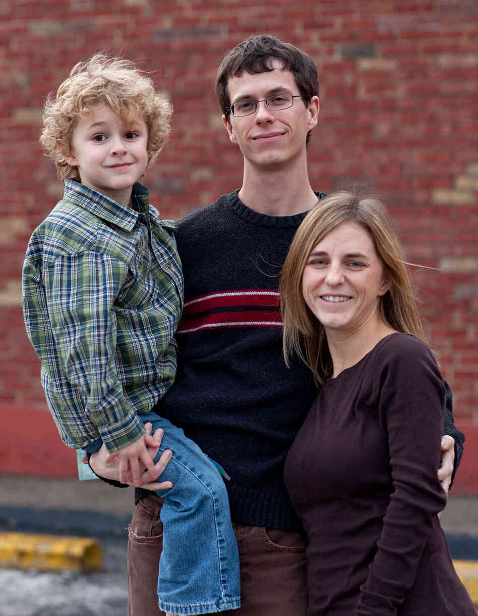 Nathan Garland, Brianne Zimmerman and their 6-year-old son Noah Garland. Whitney Curtis/NPR