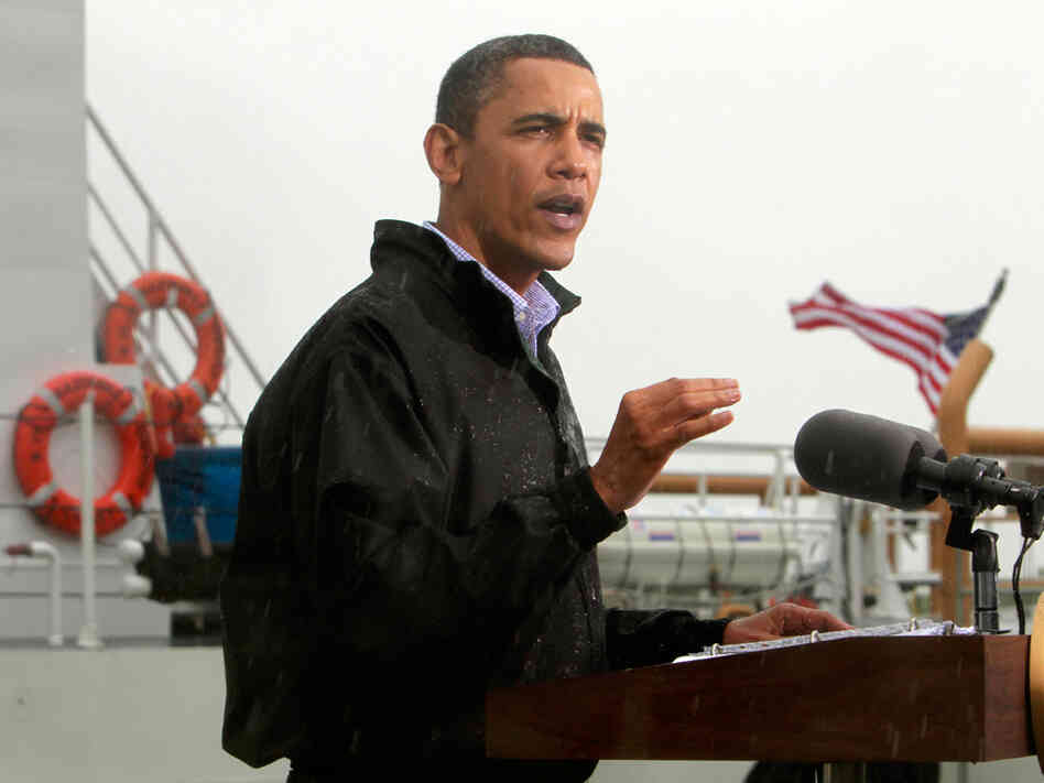 President Obama makes a statement to reporters on the Gulf Coast spill.