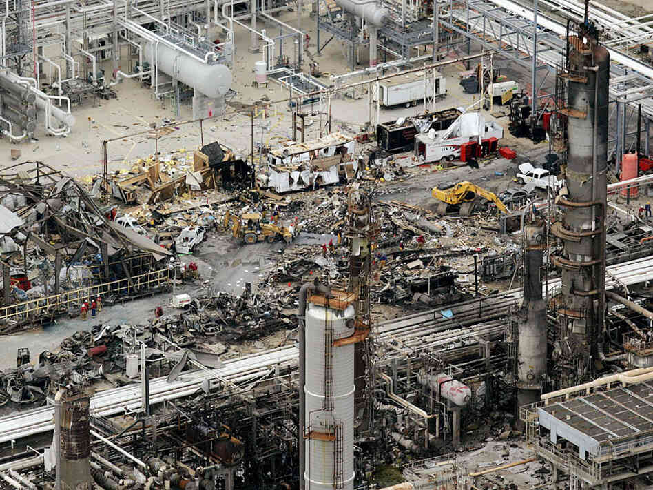 A view of the wreckage at the BP facility in Texas City.