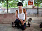 A young wrestler in Kanpur, India