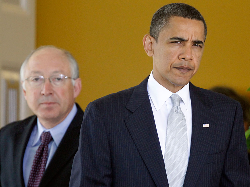 President Obama with Interior Secretary Ken Salazar
