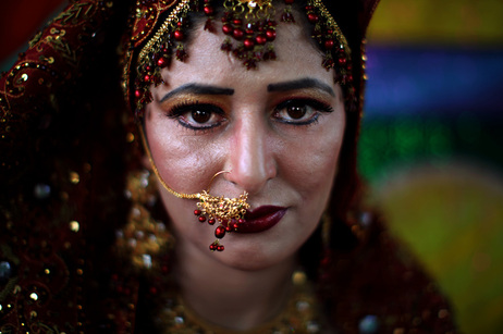 A Pakistani bride with nose ring.