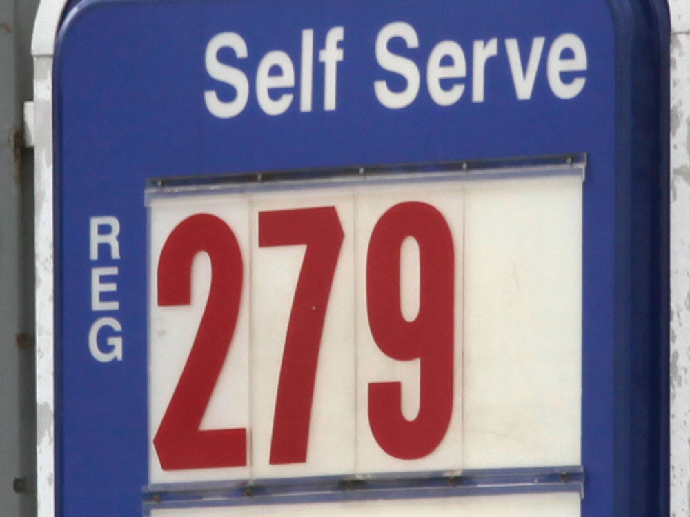 A sign shows the price of gas at a station in North Randall, Ohio.
