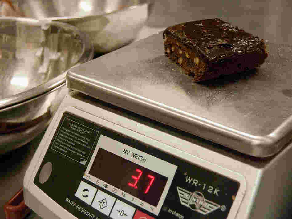 Weighing a brownie. May-Ying Lam/NPR