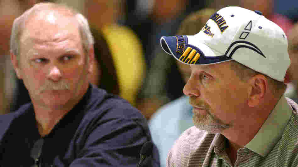 Clay Mullins listens as Upper Big Branch miner Stanley "Goose" Stewart testifies about the mine