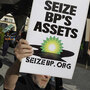 People critical of oil giant BP demonstrated outside an ARCO station in Los Angeles.