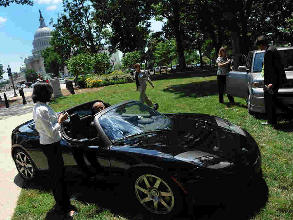The Tesla Roadster, an electric sports car