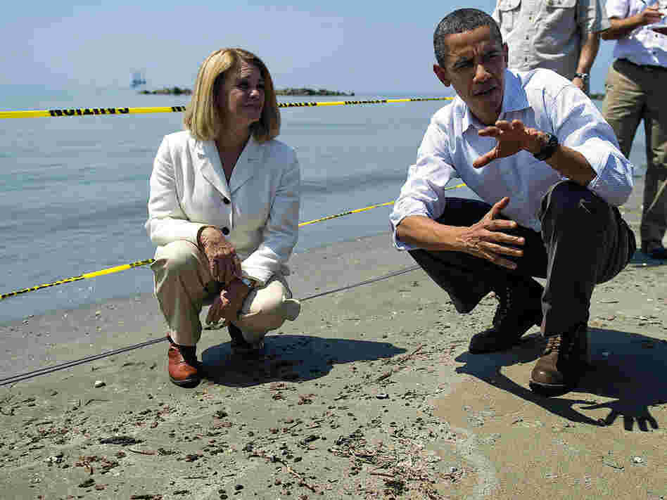 President Obama and LaFourche Parish President Charlotte Randolf