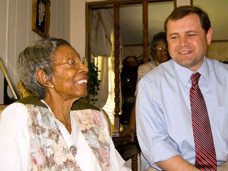 Tom Perriello with constituent Irene Lewis