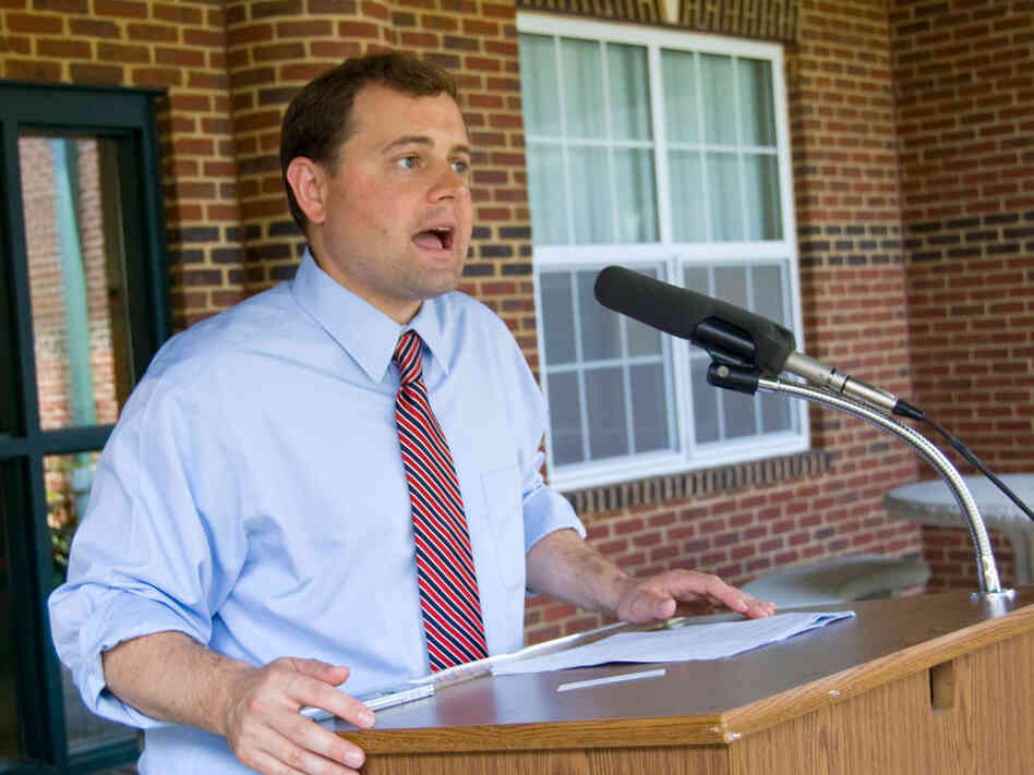 Virginia Democrat Tom Perriello, shown speaking at an elementary school in Rustburg