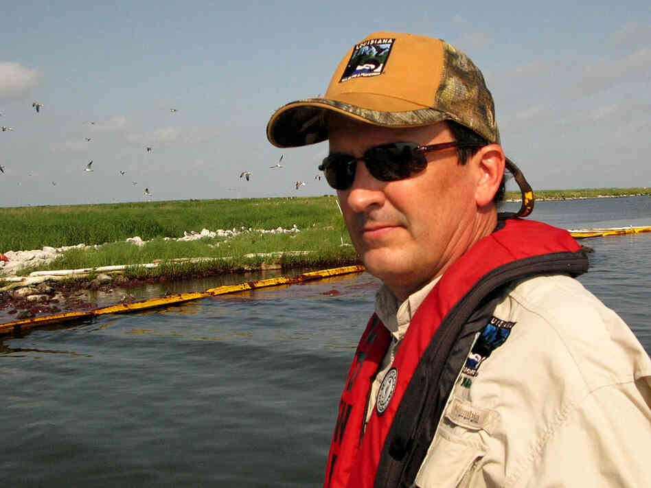Michael Carloss was a surrogate parent for pelicans more than 30 years ago.  Elizabeth Shogren/NPR