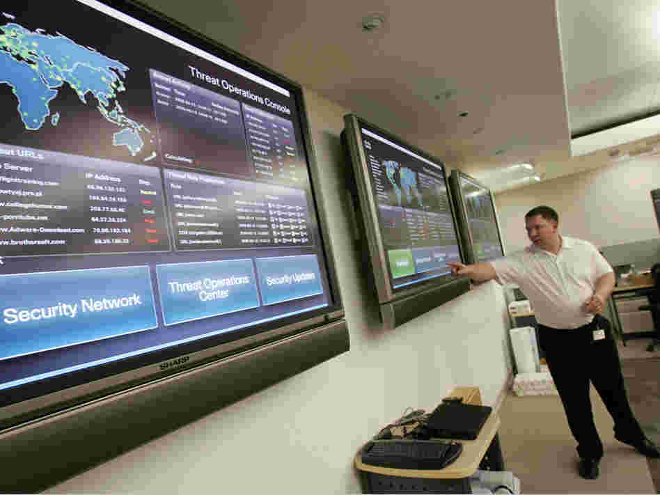 Employee at headquarters of Cisco, leading Internet network technology company