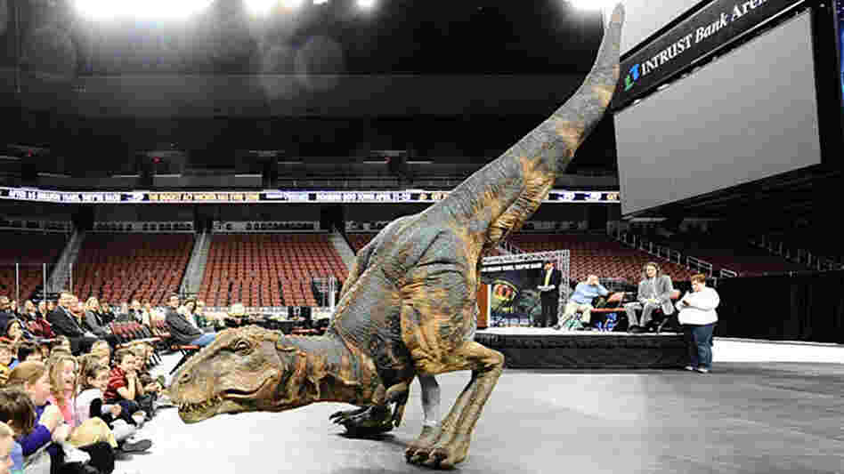 Stephen Hershey wearing the dinosaur costume. Stephen Hershey wearing the dinosaur costume.