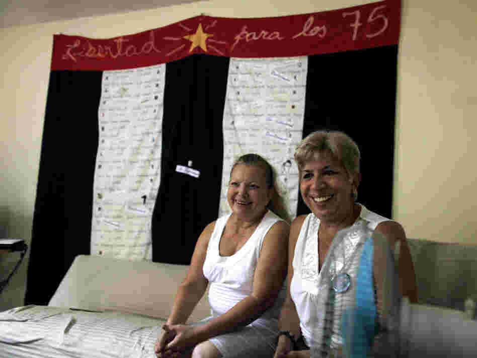 Laura Pollan (left) and Julia Nunez of the Ladies in White political group
