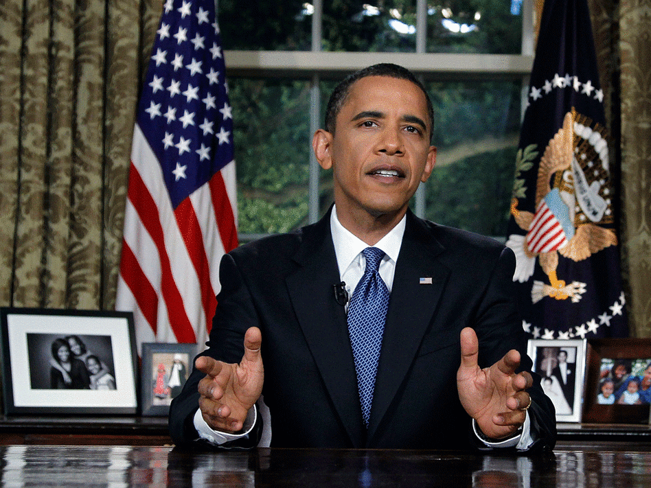President Obama delivers a televised address from the Oval Office on Tuesday.