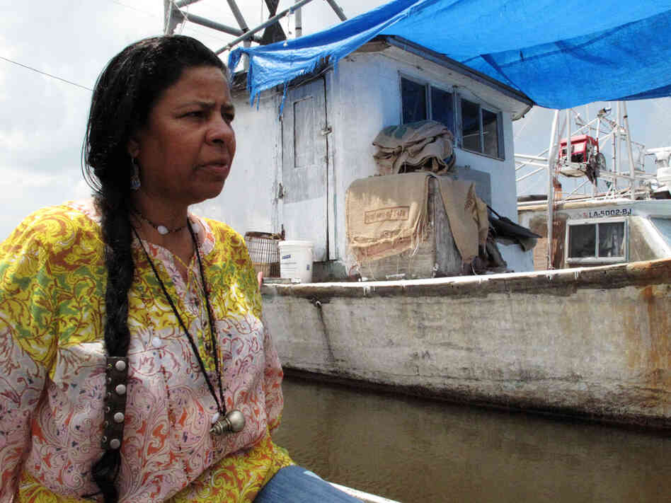 Rosina Phillipe on a flatboat in Grand Bayou