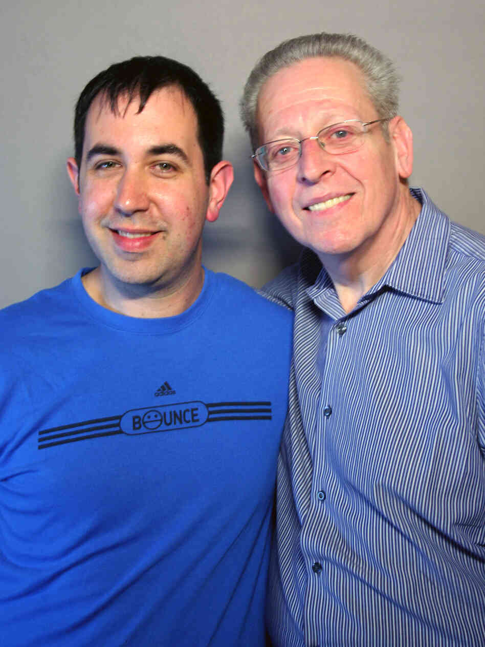 Michael Levine (right) with Matt Merlin at StoryCorps in New York.