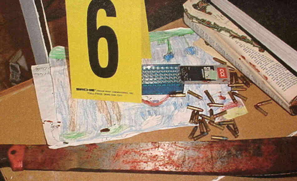 A photo from the crime scene at Bradley Waldroup's house. A photo from the crime scene at Bradley Waldroup's house.