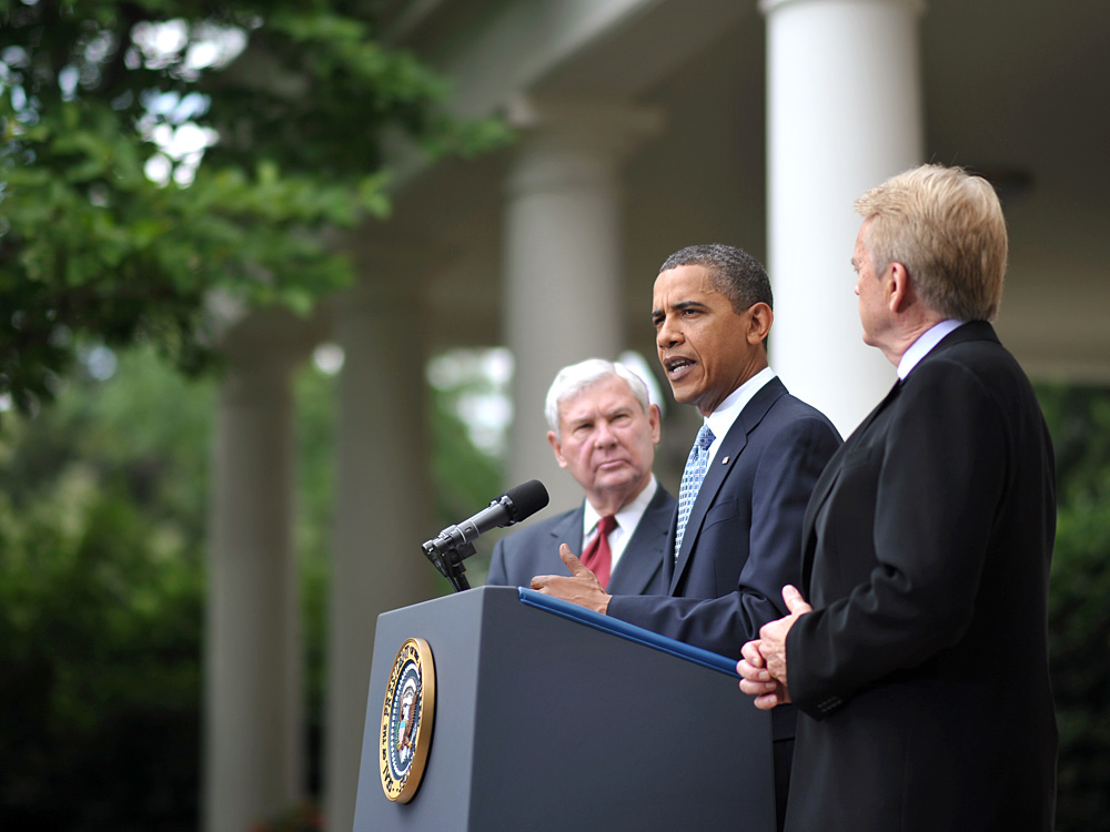 President Barack Obama speaks in the Rose Garden after meeting with BP Oil Spill Commission heads.