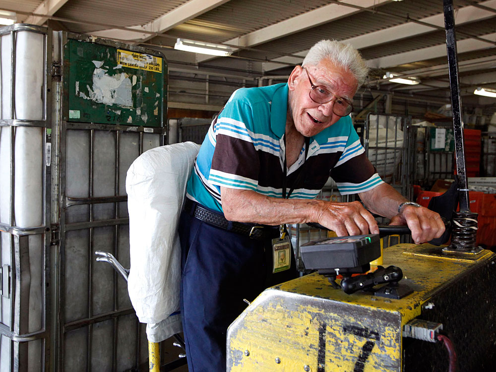 Chester Reed moves postal crates