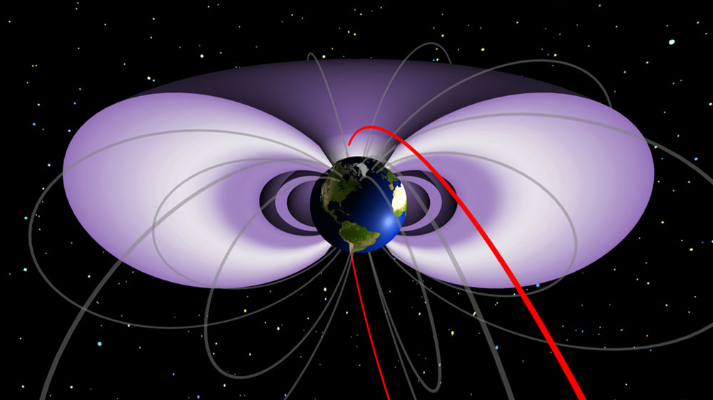 Van Allen  belts circling Earth