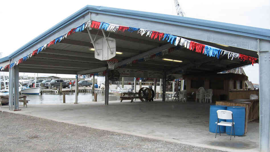 The fireworks show has been canceled in Grand Isle, La., and the beaches are empty.Jeff Brady/NPR