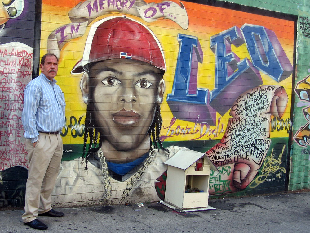 Arthur Levine with Leo's mural