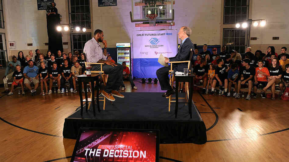 LeBron James announces his decision during a primetime special hosted by ESPN's Jim Gray.