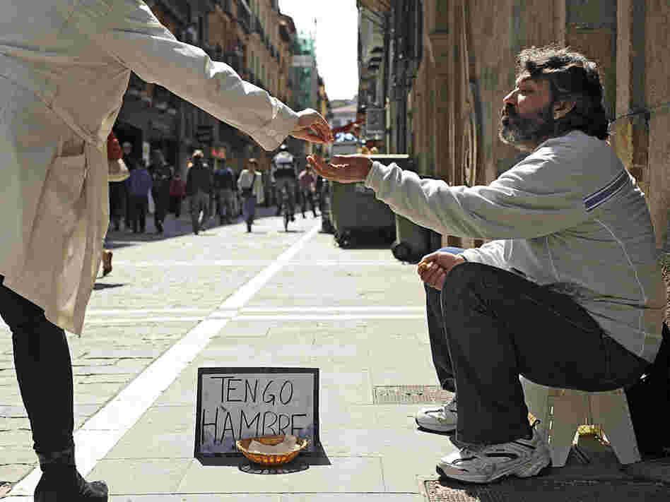 Unemployed construction worker Jesus Torres, 41, in Pamplona, Spain