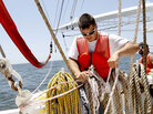 David Chauvin Jr. works to lower the oil boom while testing out the rigging on May 4. David Chauvin Jr. works to lower the oil boom while testing out the rigging on May 4.