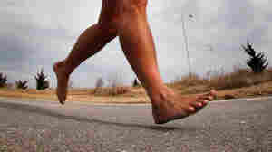 Rick Roeber runs barefoot