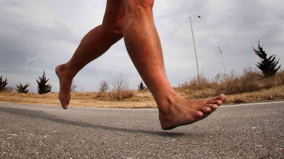 Rick Roeber runs barefoot Rick Roeber runs barefoot