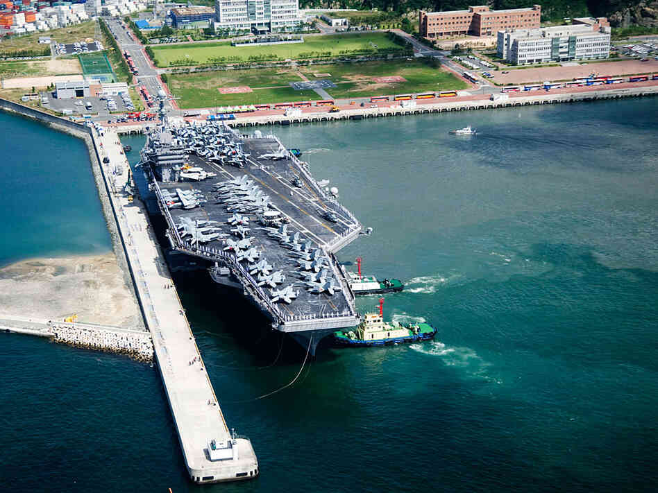 The USS George Washington docks in Busan, South Korea