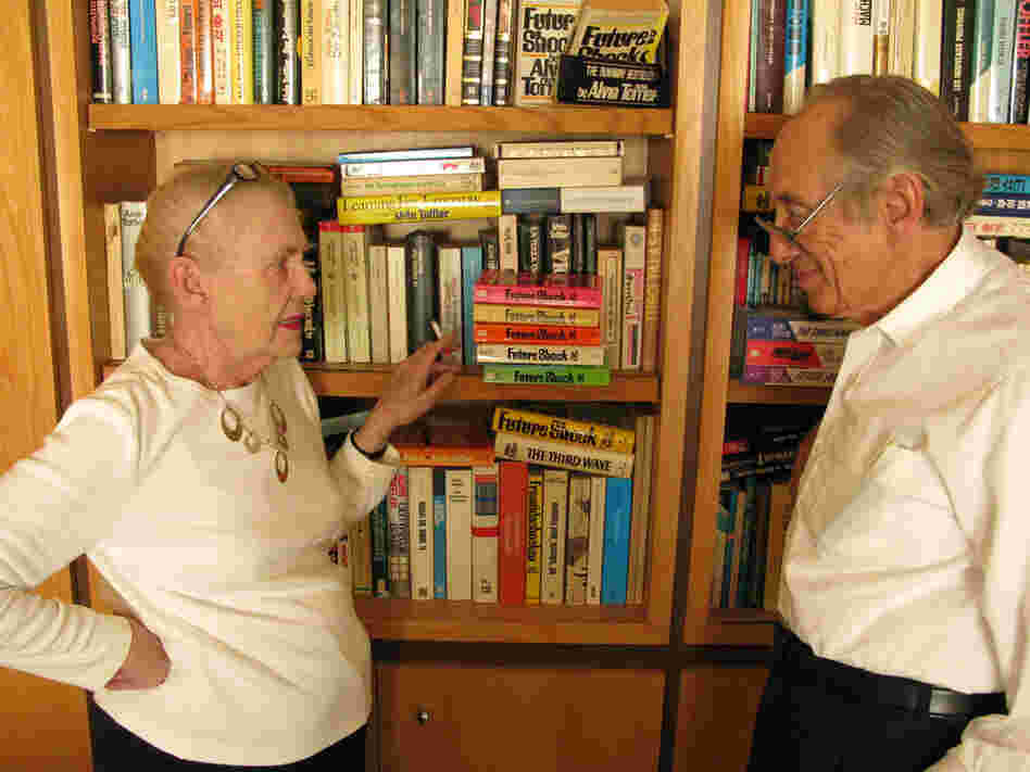 Author Alvin Toffler, right, with his wife Heidi, in their home in Los Angeles, Calif.