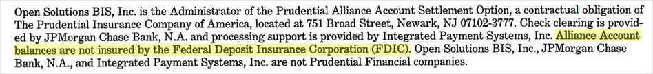 Alliance: Not insured by the FDIC