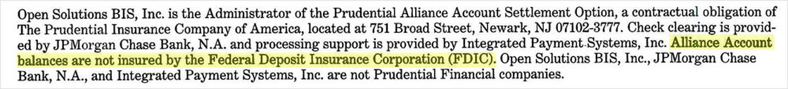 Alliance: Not insured by the FDIC