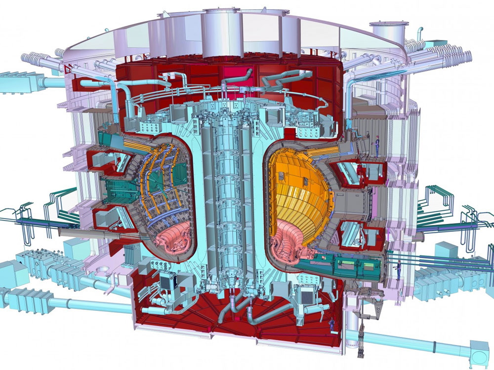 A cutaway view of the planned ITER Tokamak.