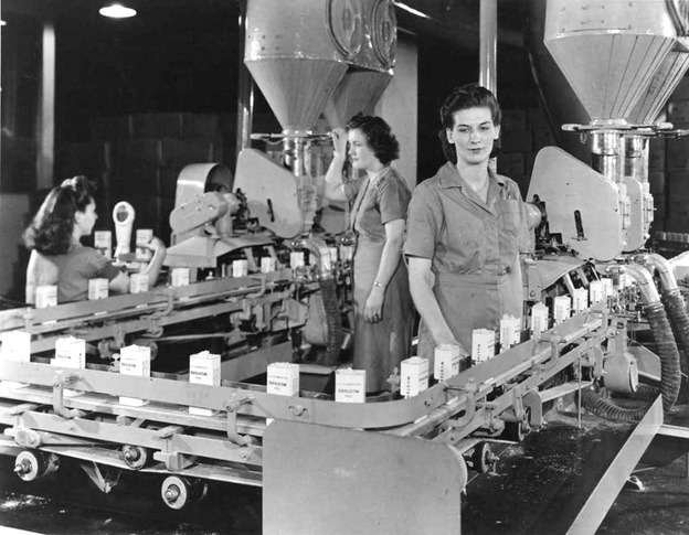 Workers in a McCormick spice plant, circa 1945.