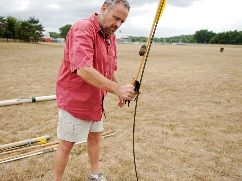 John Shea demonstrates the atlatl