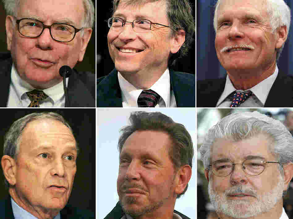 Warren Buffett, Bill Gates, Ted Turner, George Lucas, Larry Ellison and Michael Bloomberg