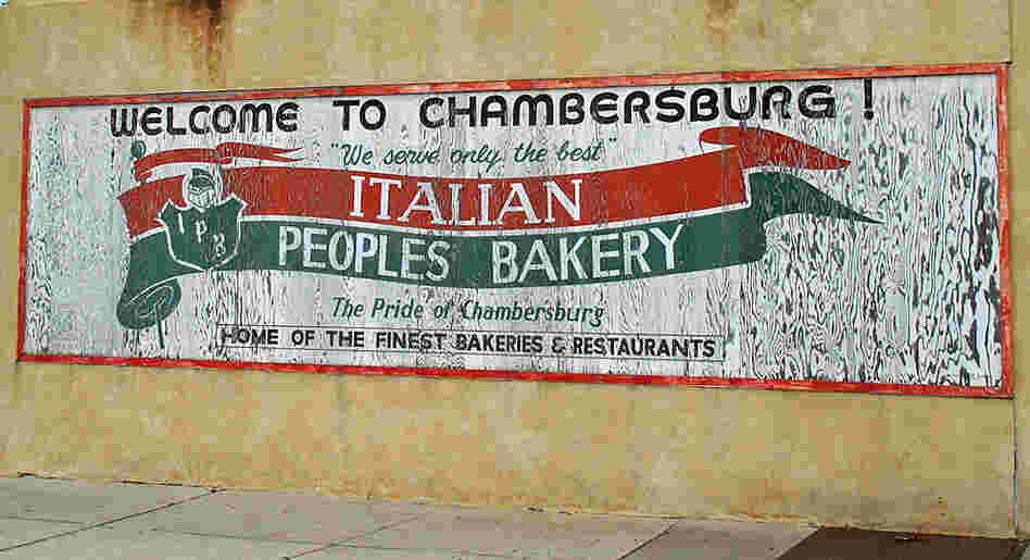 A mural painted on the side of Italian People's Bakery in the Trenton neighborhood of Chambersburg.