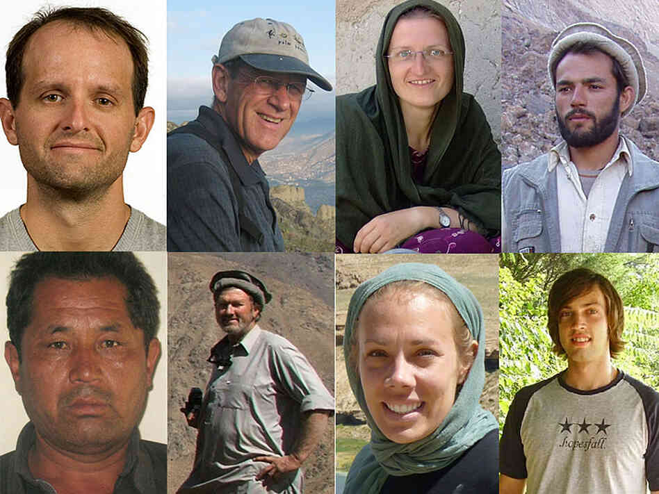 This International Assistance Mission image shows eight of the 10 workers slain in Afghanistan.
