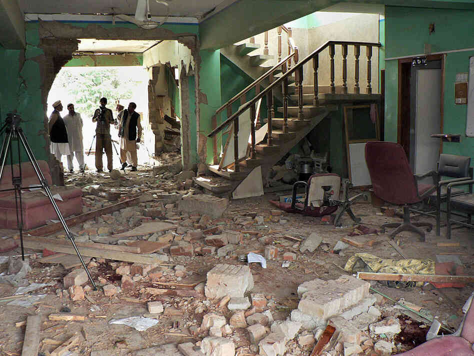 A World Vision office was shattered in a March attack by suspected militants in Ogi, Pakistan.