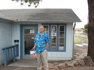 Lau Miller stands outside the Save Our Hospital committee headquarters in Alturas, Calif. Lau Miller stands outside the Save Our Hospital committee headquarters in Alturas, Calif.