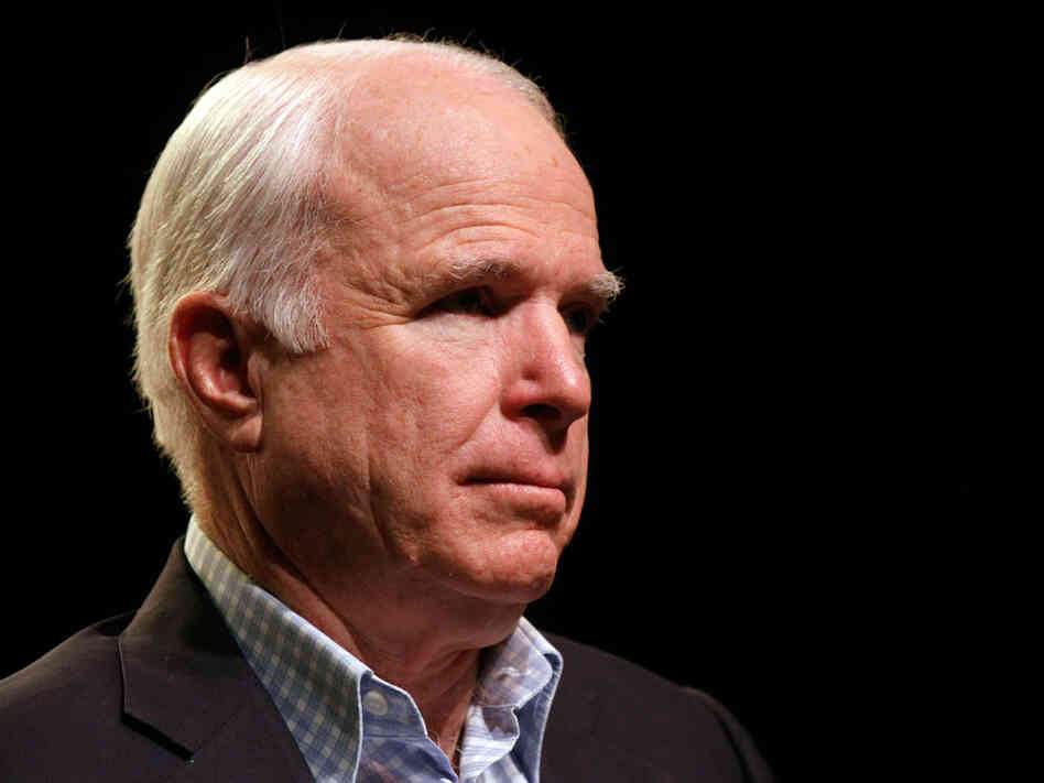 Sen. John McCain (R-AZ) during a town hall meeting in Mesa, Ariz., June 4.
