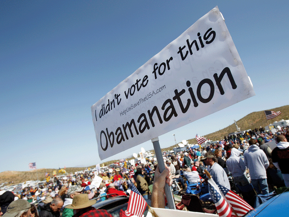 Tea Party supporters gather at the 'Showdown in Searchlight' rally Nevada in March
