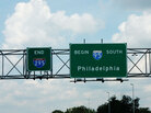 Signs indicate where I-95 begins north of Trenton, N.J. Signs indicate where I-95 begins north of Trenton, N.J.