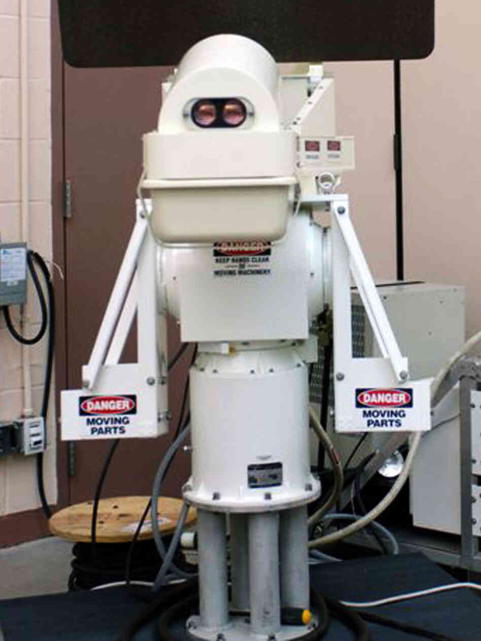 An Assault Intervention Device stands at the Pitchess Detention Center's North County Correction Facility.