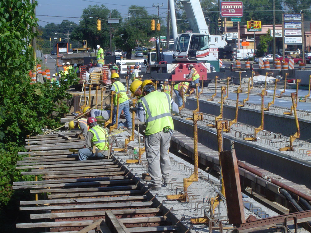 Workers replace a bridge in Nashville, Tenn., as part of a statewide project to rehab 200 bridges.