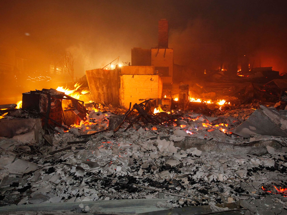 A home destroyed after a fatal fire in San  Bruno, Calif.
